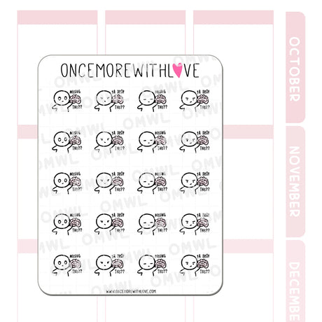Once More With Love M857 Brainless Planner Sticker

When you have a day where your brain just isn't working! Or if you feel like someone else is doing something completely ridiculous... I feel this way when I read the news or see comment sections online and I just wonder- who the heck are these people and where are their brains?!