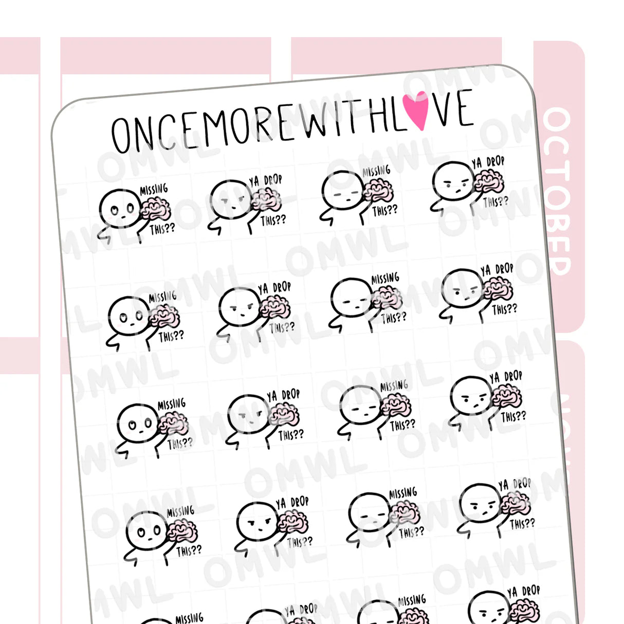 Once More With Love M857 Brainless Planner Sticker

When you have a day where your brain just isn't working! Or if you feel like someone else is doing something completely ridiculous... I feel this way when I read the news or see comment sections online and I just wonder- who the heck are these people and where are their brains?!