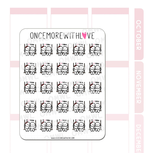 Once More With Love M877 I Love You Swing Sticker Sheet

Munchkins in love and sitting ever so adorably on a swing!