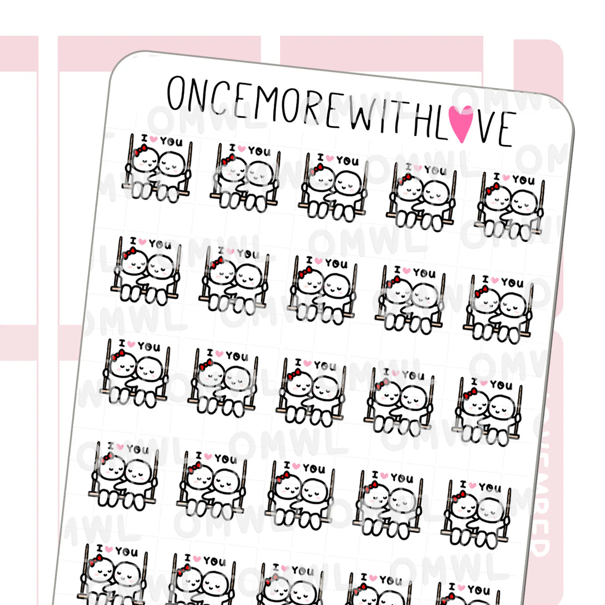Once More With Love M877 I Love You Swing Sticker Sheet

Munchkins in love and sitting ever so adorably on a swing!