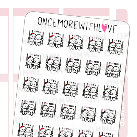 Once More With Love M877 I Love You Swing Sticker Sheet

Munchkins in love and sitting ever so adorably on a swing!