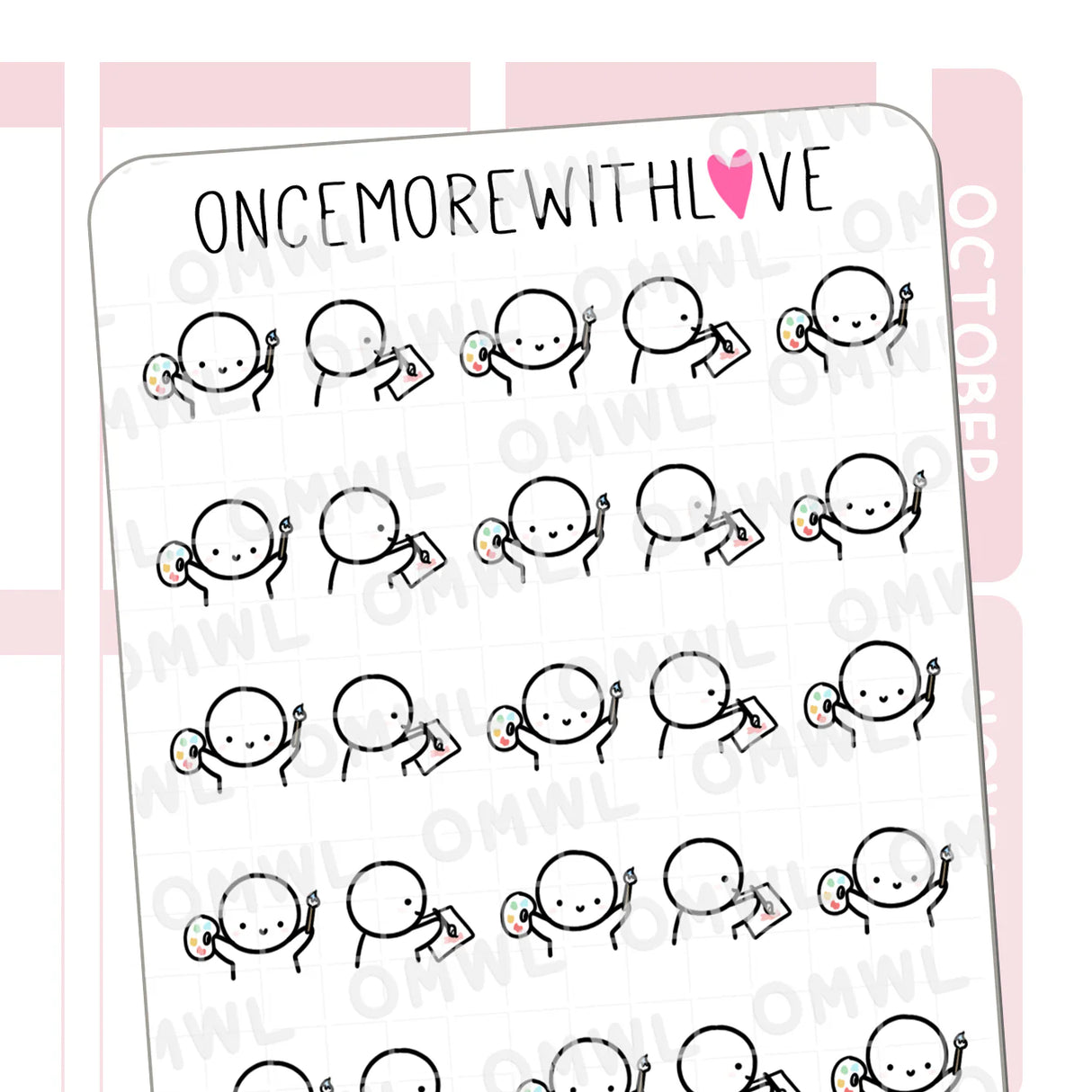 Once More With Love M864 Painting Sticker Sheet

Munchkins painting! Works great for any kind of painting... I've been doing a lot of watercolour painting but if you're using acrylic, gouache, oil, these munchkins can paint with you!