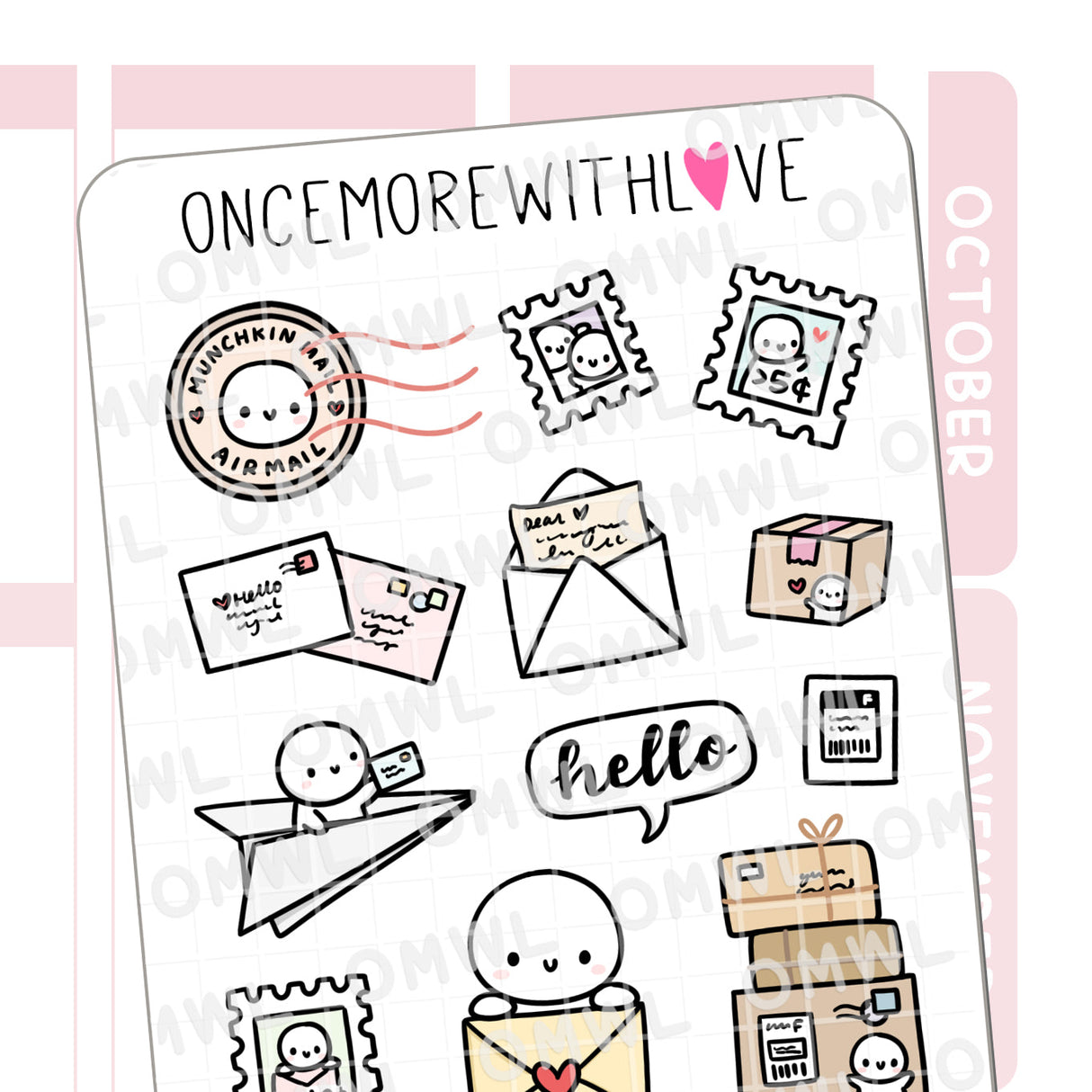Once More With Love M1343 Happy Mail Large Deco Sticker Sheet
