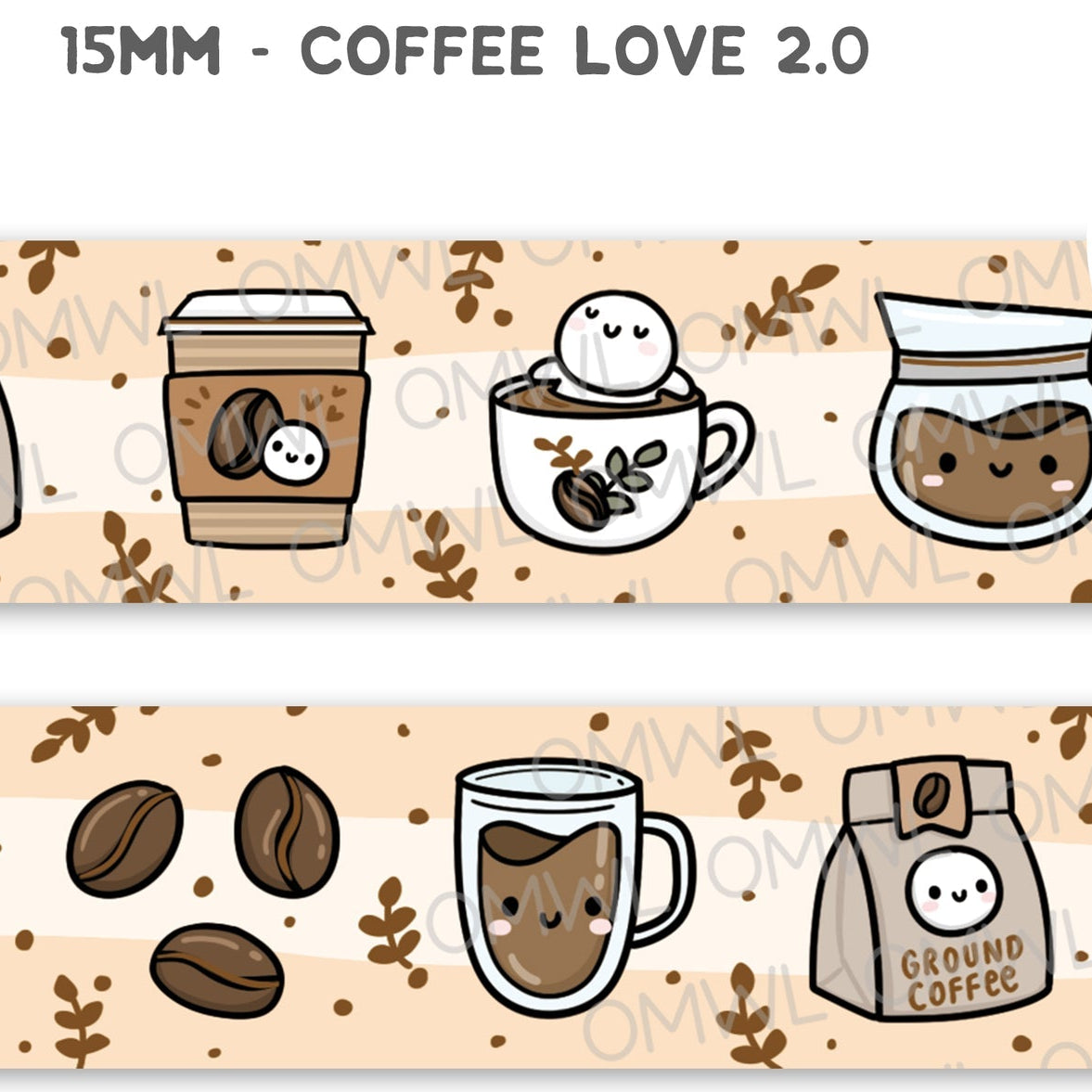 Once More With Love Washi Tape - Coffee Love 2.0 + Brown Foil

Another highly requested washi tape back with a tiny foil change!

WHAT YOU RECEIVE:

1 roll of exclusively designed washi tape by Once More With Love

These washi tapes are great for decorating your munchkin planner spreads or for creating cards, scrapbook pages, or journals :)

Washi tapes come shrink wrapped. No other packaging provided!


SIZE: 10mm x 10m
MATERIAL: washi tape