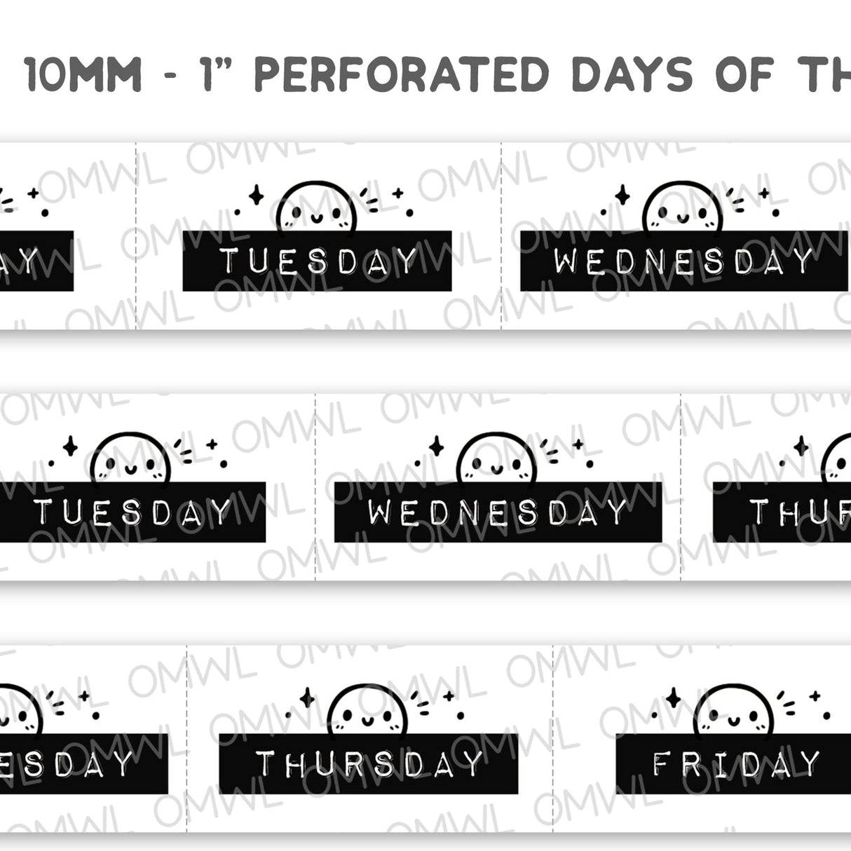 Perforated at 1 inch wide, these junk journal style days of the week stickers are so handy to use!