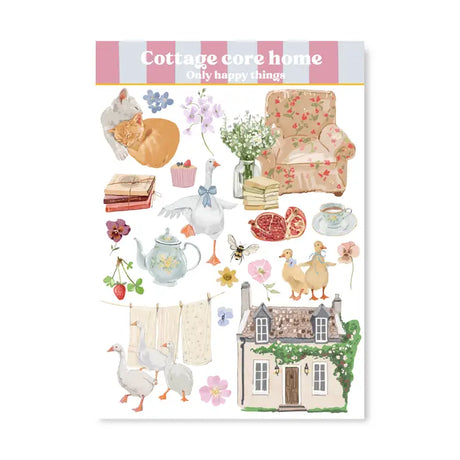Bring a soft, cozy charm to your creative projects with this A6 sticker sheet. These stickers are perfect for journaling, scrapbooking, pen‑pal mail, planners, and all your creative projects.

A6 (105 x 148mm)&nbsp;
Printed on matt coated paper