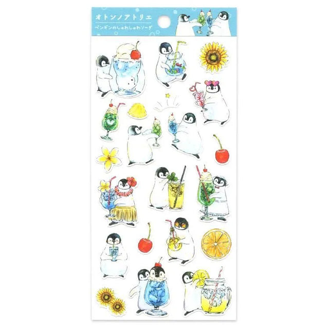 A sticker sheet with enchanting details featuring penguins with summer drinks is here to add both adorable and bright touches to your journal pages

Size: 90×195mm
Material: Paper