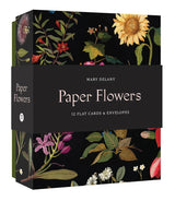 Each exquisite paper flower in this elegant collection blooms with extraordinary detail and color. Eighteenth-century British artist Mary Delany created each piece by cutting and layering tiny pieces of paper on black ink backgrounds. The fine shading and depth are as intricately detailed as a botanical illustration and scientifically accurate as well. Printed on thick, textured paper, the set features sunflowers, rhododendron, cornflower, water lilies, and more. Perfect for any occasion that warrants beaut