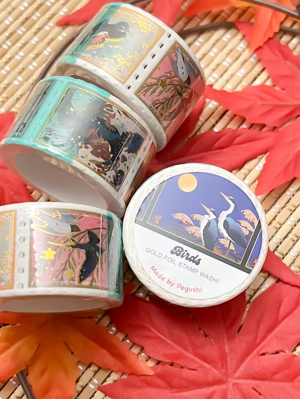 Pegushi Gold Foil Bird Stamp Washi