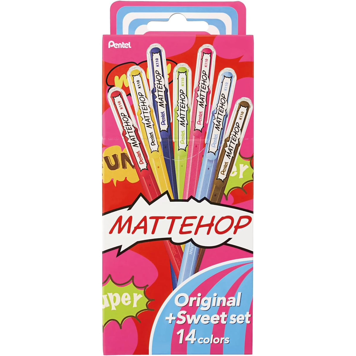 Bolígrafo de gel híbrido Mattehop de Pentel, 1,0 mm, juego de 14 colores originales y Sweet
