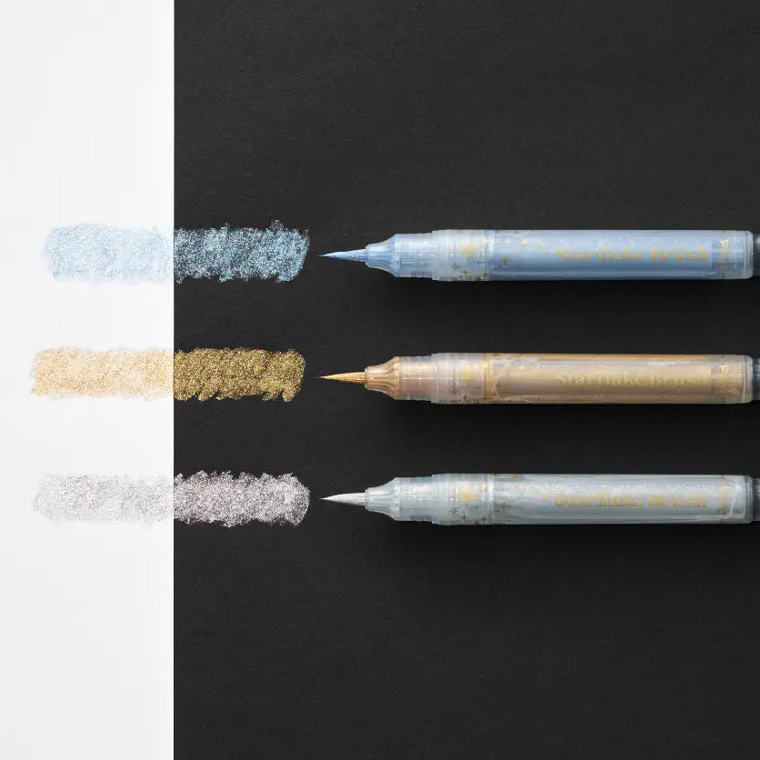 This is a limited edition starter set that combines the original multi-case with one color of Starflake Blush and two colors of "Art Blush". It also comes with a leaflet with tips and examples for color matching.

Starflake Blush Glitter-only brush pen

The base ink is colorless and transparent, so you can draw on top of text and illustrations. In addition, by layering the glitter, it is easy to adjust the amount of glitter, allowing you to freely create your desired level of brilliance.