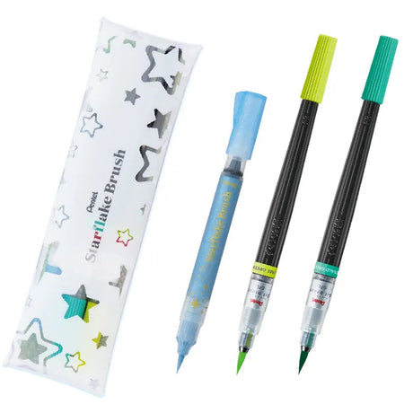 This is a limited edition starter set that combines the original multi-case with one color of Starflake Blush and two colors of "Art Blush". It also comes with a leaflet with tips and examples for color matching.

Starflake Blush Glitter-only brush pen

The base ink is colorless and transparent, so you can draw on top of text and illustrations. In addition, by layering the glitter, it is easy to adjust the amount of glitter, allowing you to freely create your desired level of brilliance.