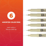 Bolígrafos Sakura Pigma Micron 005, 0,2 mm, paquete de 6 