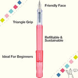 Kakuno is a delightful, new fountain pen that is ideal for both first time fountain pen users and experienced writers. Everyone can enjoy writing with a Kakuno fountain pen. "Kakuno" means "to write" in Japanese, and that's just what this pen helps users to do by featuring an appealing smiley face on the nib, when oriented upward, ensures perfect nib orientation. The NEW Kakuno Clear body features the Extra Fine, Fine and Medium Nib (with a tongue sticking out). Indentations in the cap make it easy to grasp