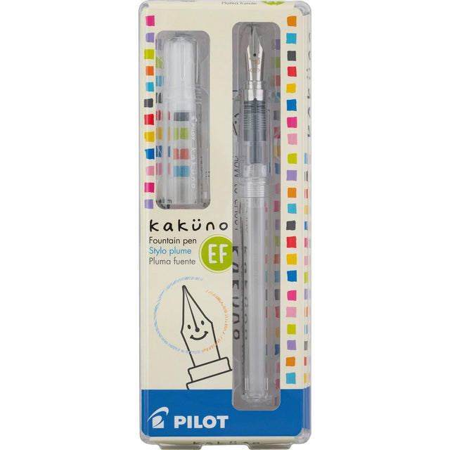 Kakuno is a delightful, new fountain pen that is ideal for both first time fountain pen users and experienced writers. Everyone can enjoy writing with a Kakuno fountain pen. "Kakuno" means "to write" in Japanese, and that's just what this pen helps users to do by featuring an appealing smiley face on the nib, when oriented upward, ensures perfect nib orientation. Indentations in the cap make it easy to grasp when uncapping the pen. The cap and body are hexagonal, similar to the classic wooden pencil, so tha