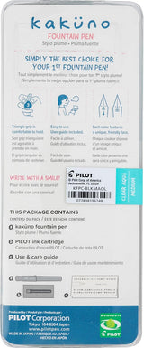 Kakuno is a delightful, new fountain pen that is ideal for both first time fountain pen users and experienced writers. Everyone can enjoy writing with a Kakuno fountain pen. "Kakuno" means "to write" in Japanese, and that's just what this pen helps users to do by featuring an appealing smiley face on the nib, when oriented upward, ensures perfect nib orientation. The NEW Kakuno Clear body features the Extra Fine, Fine and Medium Nib (with a tongue sticking out). Indentations in the cap make it easy to grasp
