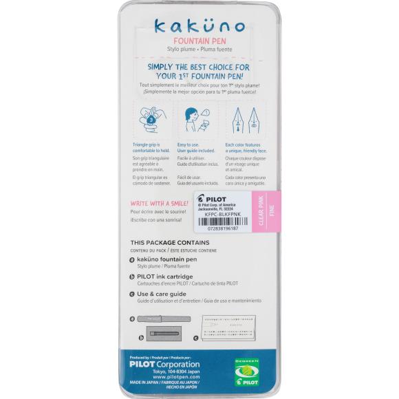 Kakuno is a delightful, new fountain pen that is ideal for both first time fountain pen users and experienced writers. Everyone can enjoy writing with a Kakuno fountain pen. "Kakuno" means "to write" in Japanese, and that's just what this pen helps users to do by featuring an appealing smiley face on the nib, when oriented upward, ensures perfect nib orientation. The NEW Kakuno Clear body features the Extra Fine, Fine and Medium Nib (with a tongue sticking out). Indentations in the cap make it easy to grasp