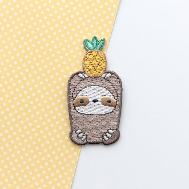 Pineapple Sloth Embroidered Iron-On Patch