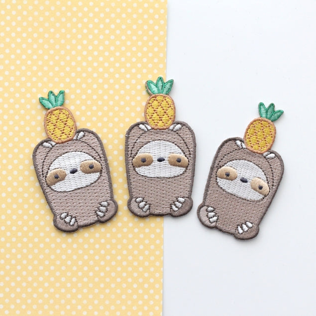 Pineapple Sloth Embroidered Iron-On Patch