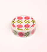 Cinta adhesiva washi con diseño floral rosa - Blanca