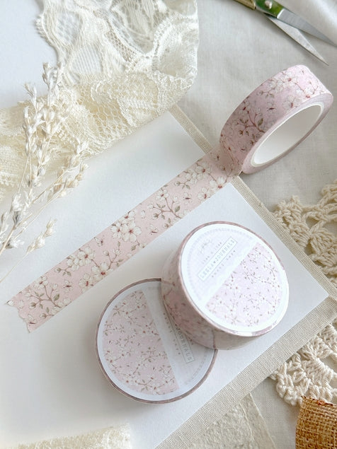 Cinta washi con estampado floral de cerezo rosa de 15 mm