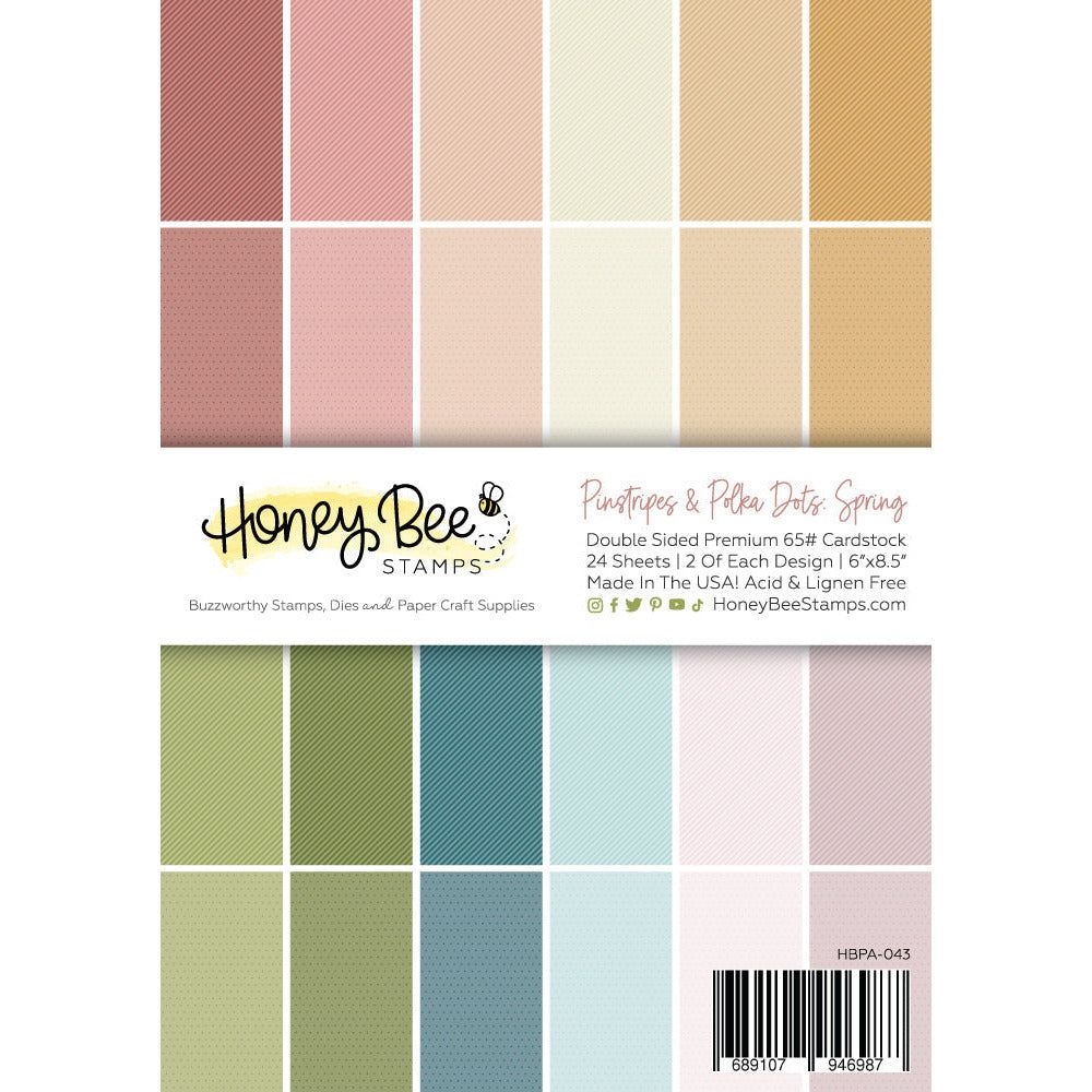 Give your cards and paper crafts a fresh boost with our exclusive 6"x8.5" cardstock pads! Featuring a beautiful earthy spring palette, this paper pad is perfect for spring and summer projects and versatile enough for both masculine and feminine designs. It includes 24 double-sided sheets with 24 coordinating patterns, all printed on smooth satin finish 65# cover cardstock for a luxurious feel. Acid and lignin-free for lasting quality. Made with love in the USA!