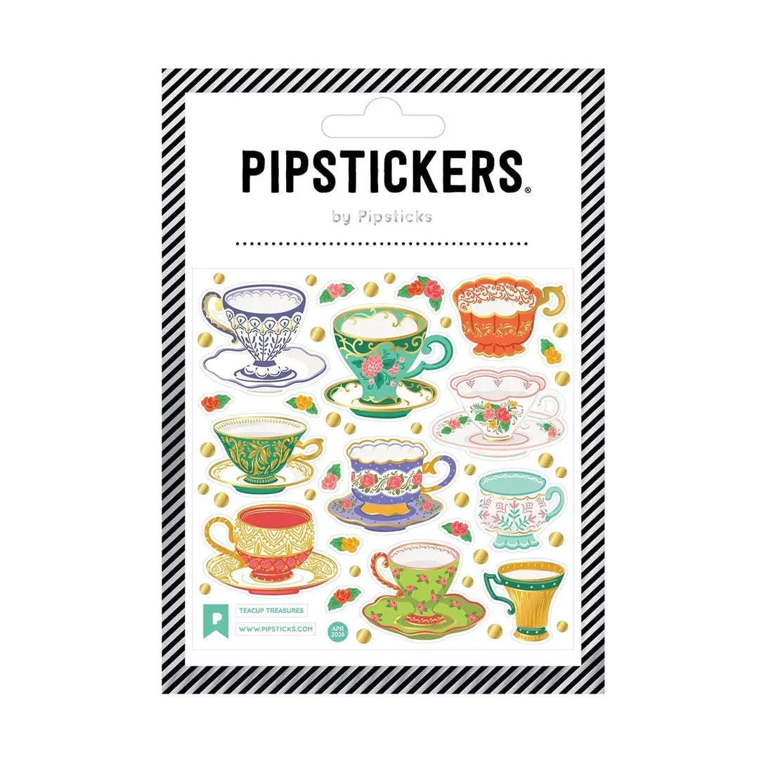 Pour yourself a little moment of cozy—these charming teacup stickers are serving up vintage vibes with a colorful Pipsticks twist. Each design features beautifully detailed cups, saucers, and tiny treats, with playful patterns, delicate florals, and pops of gold that make every sticker feel like a mini work of art. Perfect for adding a touch of tea party magic to planners, journals, letters, or anywhere that could use a little extra sweetness.