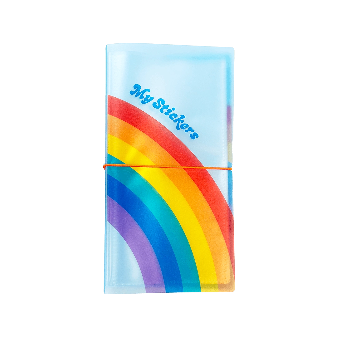 This rainbow-bright Pocket Sticker Keeper is made to stash, sort, and show off your fave sheets. With clear pockets inside and a snug elastic closure, it keeps your collection neat, protected, and ready to grab on the go. Toss it in your tote, bring it to school, or keep it by your desk — your stickers just found their forever spot. 💛

Inside pockets are made to display the 4" x 4" Pipsticker sheets and can hold at least 80 sticker sheets!&nbsp;