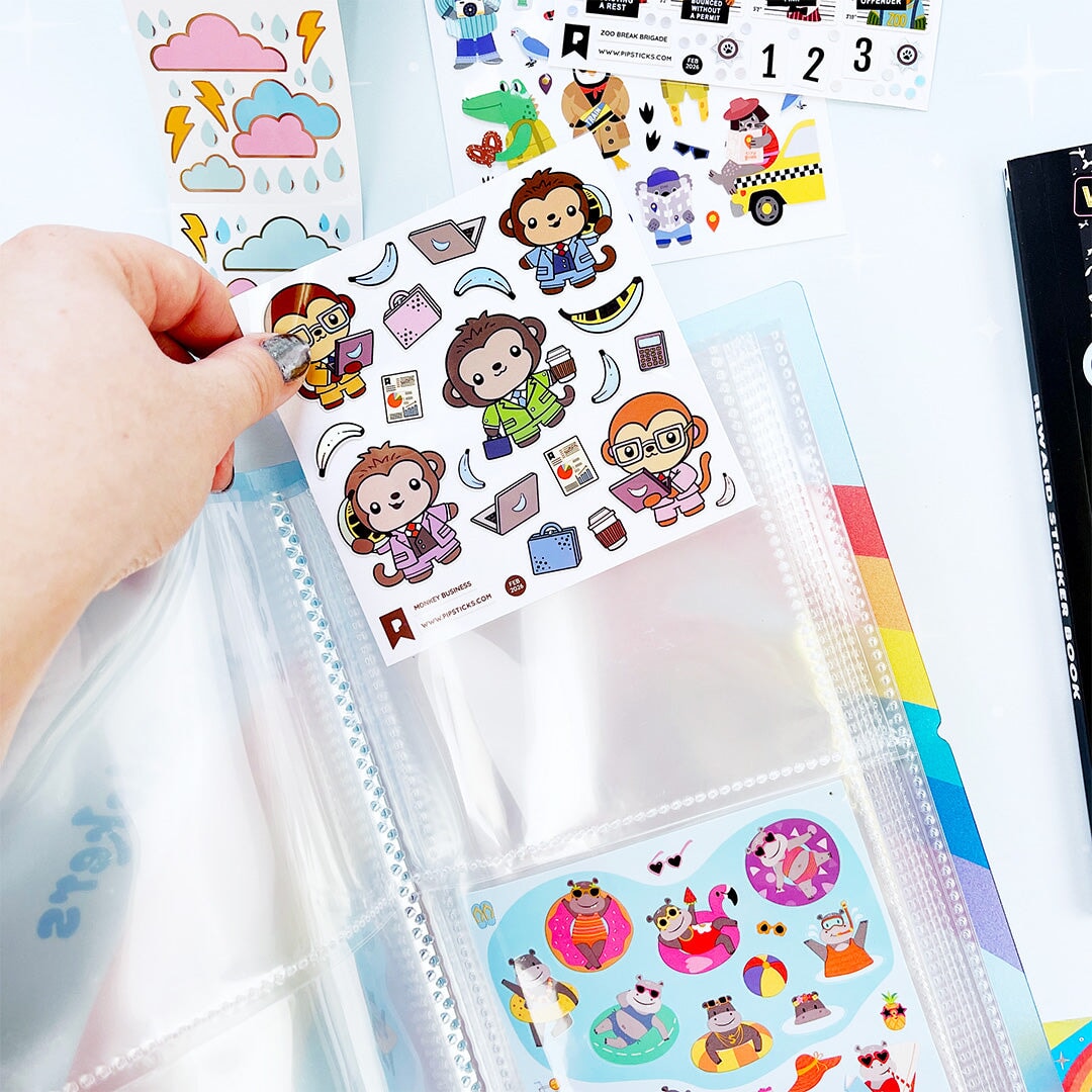 This rainbow-bright Pocket Sticker Keeper is made to stash, sort, and show off your fave sheets. With clear pockets inside and a snug elastic closure, it keeps your collection neat, protected, and ready to grab on the go. Toss it in your tote, bring it to school, or keep it by your desk — your stickers just found their forever spot. 💛

Inside pockets are made to display the 4" x 4" Pipsticker sheets and can hold at least 80 sticker sheets!&nbsp;