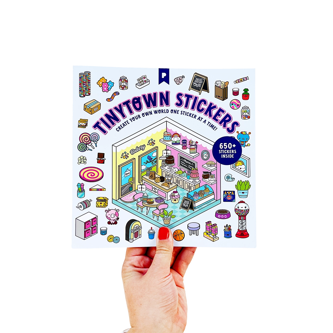 Welcome to Tinytown - where STICKERS make your world come to life!

With 10 scenes and over 450 of the cutest stickers at your fingertips, you can design, decorate, and dream up our very own sticker world. Arrange furniture, merchandise shelves, and give each scene a story of its own—you’re the architect of this magical Tinytown!

Perfect for on-the-go entertainment, or meditative stickering (it’s a thing!), this book was made for sticker lovers, storytellers, and crafty creatives of all ages! 

Includes: 
