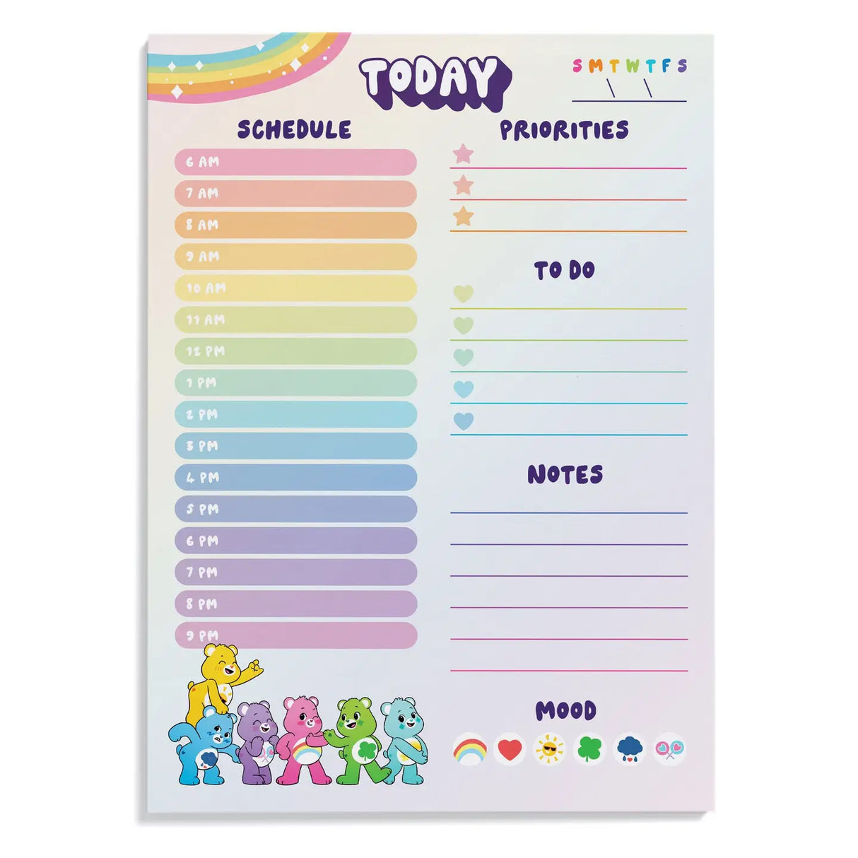 This adorable Care Bears Planner notepad is just the thing to keep your to-do list in order, jot down brilliant ideas or plan your colorful day!

Measures 6.25'' x 8.5'' with 75 tear off pages.