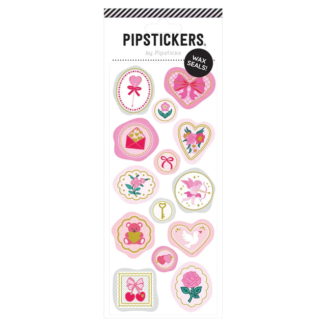 Add an extra bit of fun to your snail mail, invitations, thank you cards, gift tags, scrapbook or craft project! Wax Seal stickers look as cool as the real thing - without the mess! Just peel & stick - that's all!

Includes one 3" x 7" sheet of Seal Of Love Pipstickers.