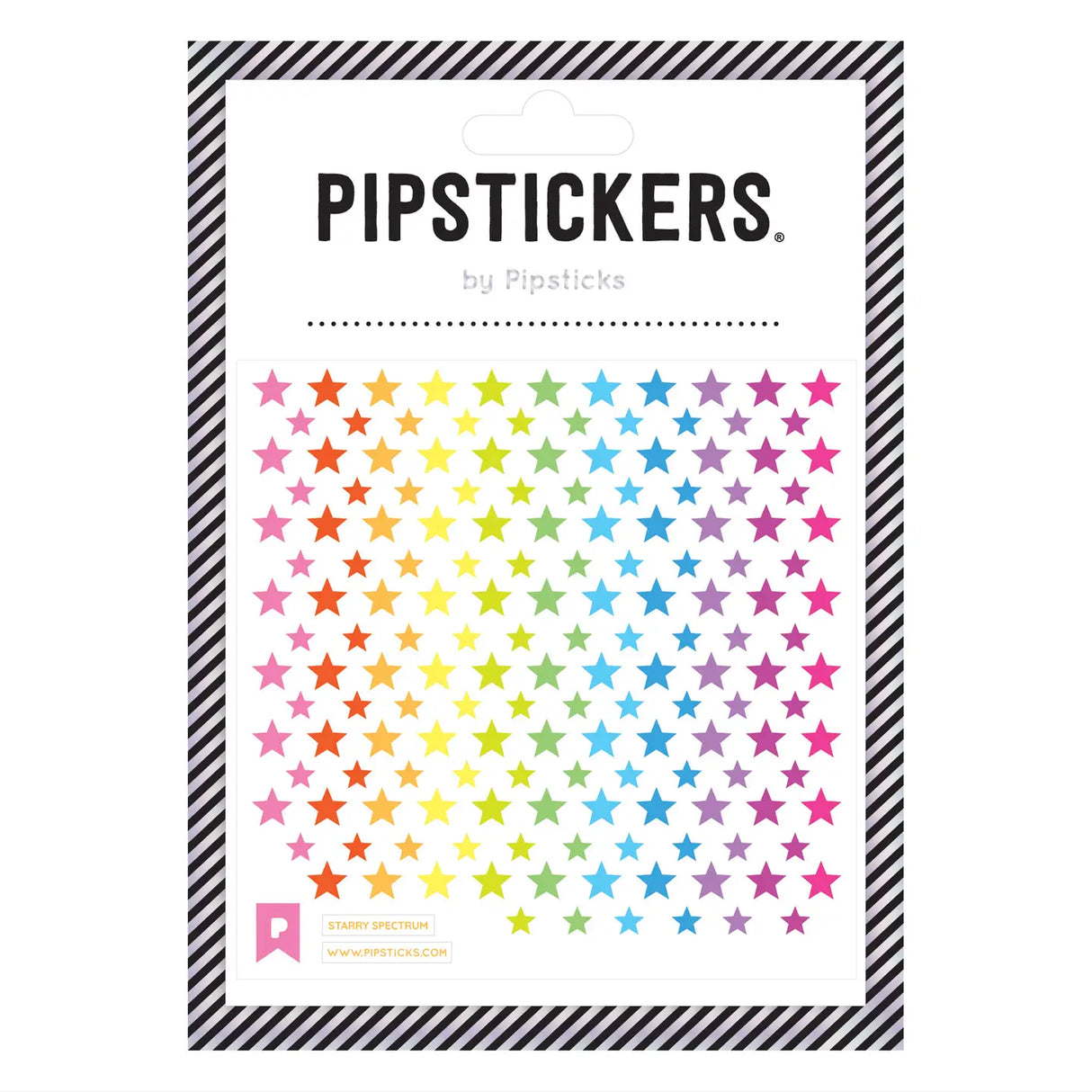 PipStickers are the PERFECT gift for the sticker lover in your life - even if it's you! These unique PVC designs come on a clear backing and cannot be found anywhere else.

Includes one 4'' x 4'' sheet of Starry Spectrum PipStickers and includes the Pipsticks manifesto.