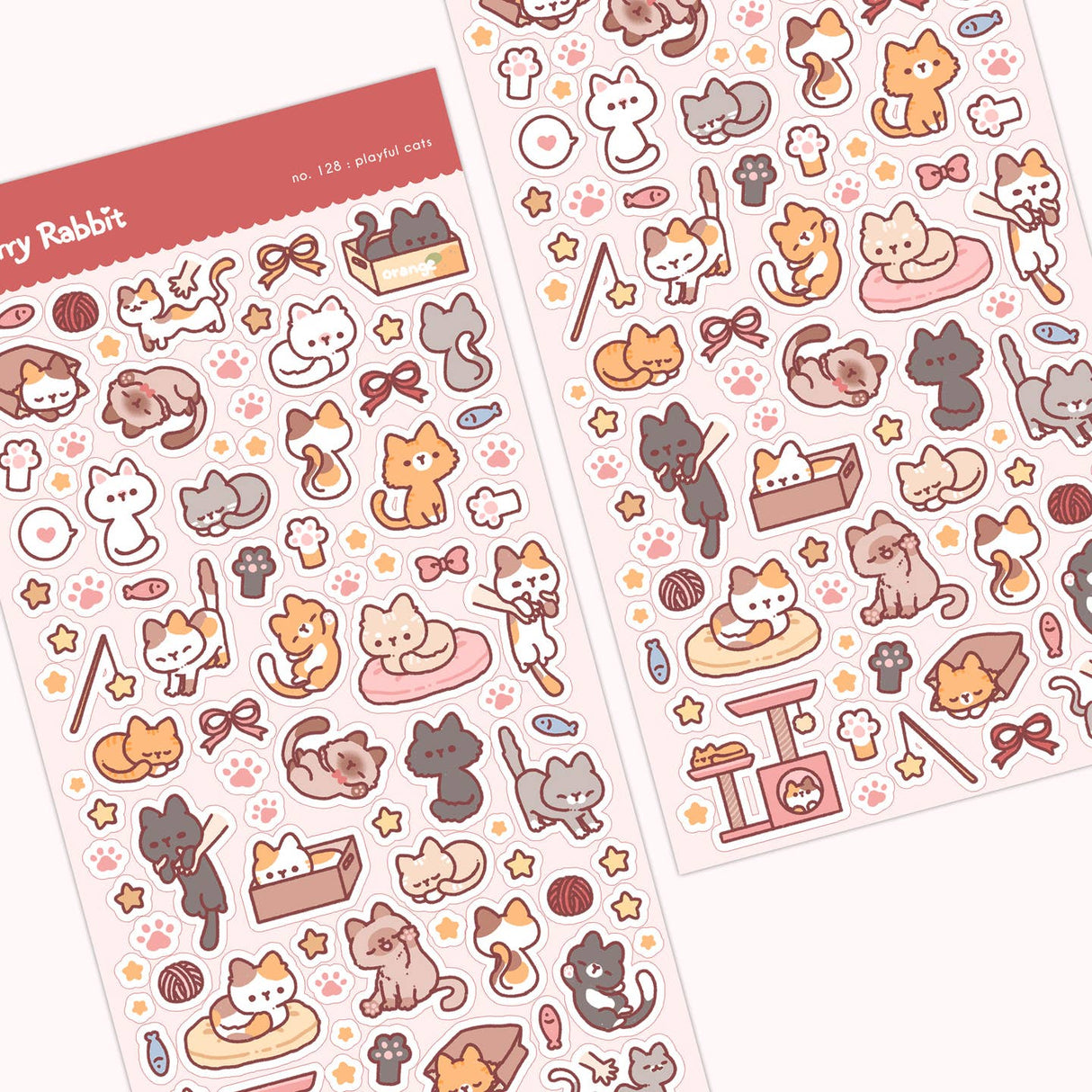 Cherry Rabbit - Playful Cats Sticker Sheet