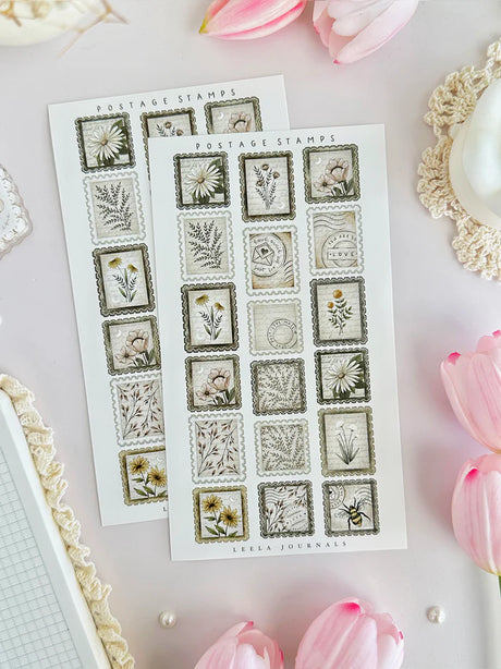 leelajournals Postage Stamps Sticker Sheet - 1 pc Set

♡1pc sticker sheet set - 1 large&nbsp;

♡ pet matte (clear)

♡ all sheet dimensions estimated: L: 4x7 (in) | S: 4x3 (in)