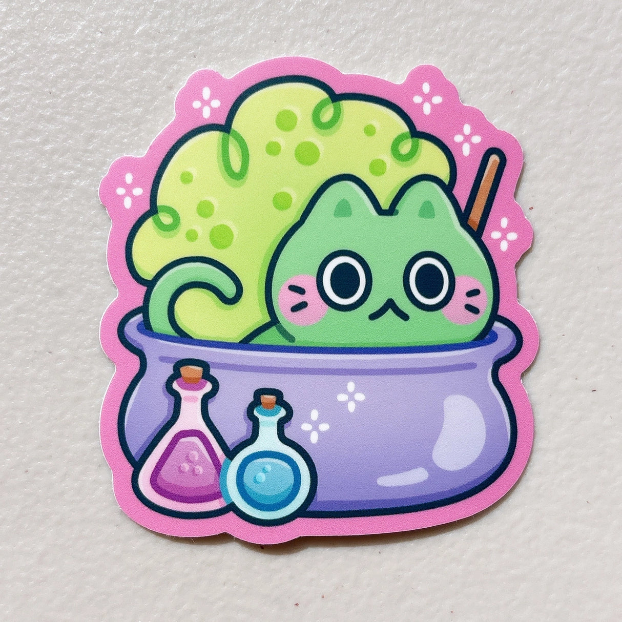 Sticky Rice Co - Potions Cauldron Cat Vinyl Sticker