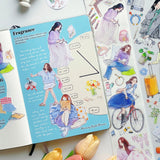 Weekend energy, beautifully illustrated.
The Pre-cut Hello Weekend Wide Washi/PET Tape features a gentle, lifestyle-inspired character embracing all the calm, restorative activities we love — from peaceful reading breaks to scenic bike rides, mindful journaling sessions, slow travel moments, and music-filled afternoons.