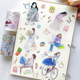 Weekend energy, beautifully illustrated.
The Pre-cut Hello Weekend Wide Washi/PET Tape features a gentle, lifestyle-inspired character embracing all the calm, restorative activities we love — from peaceful reading breaks to scenic bike rides, mindful journaling sessions, slow travel moments, and music-filled afternoons.