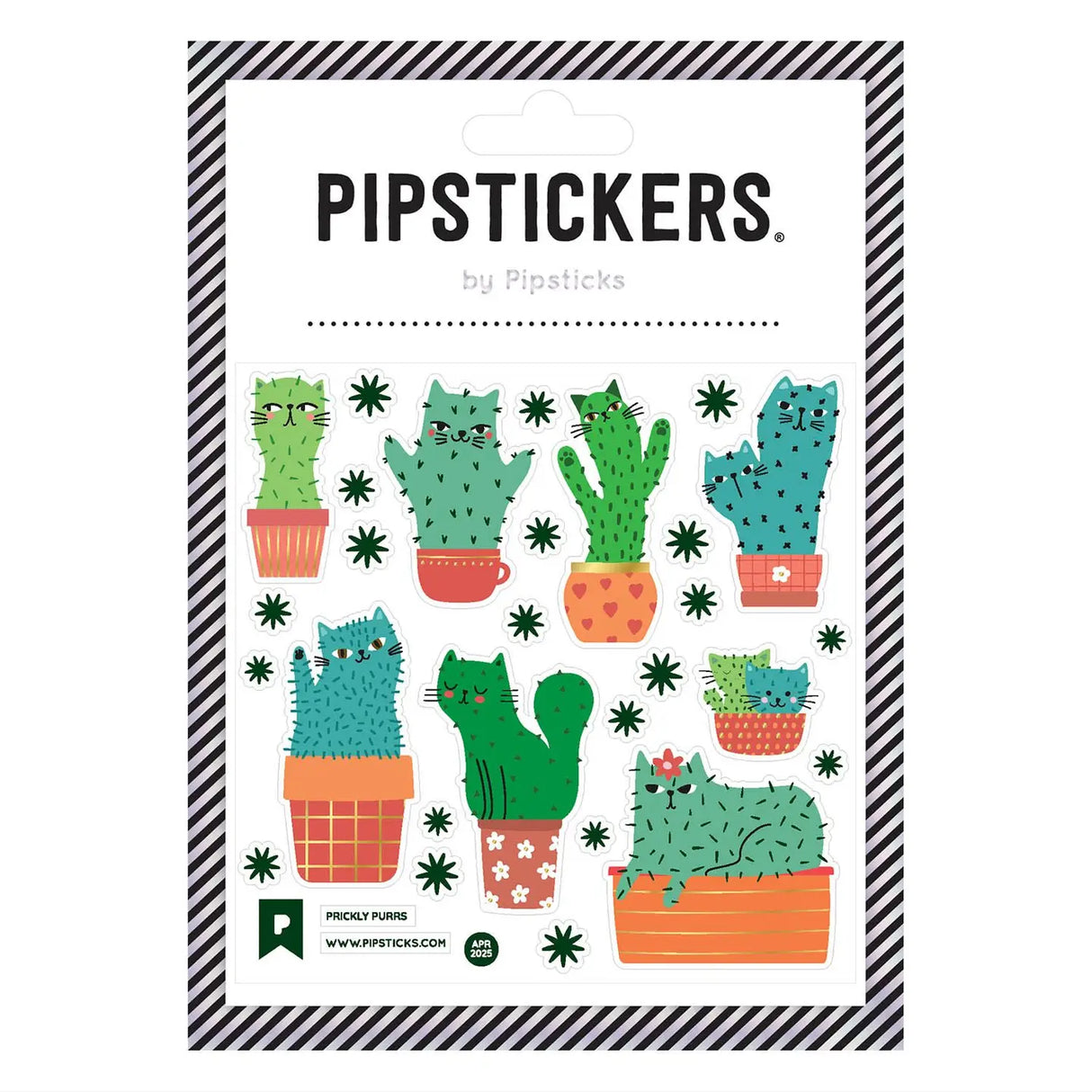 PipStickers are the PERFECT gift for the sticker lover in your life - even if it's you! These unique PVC designs with holograghic gold foil accents come on a clear backing and cannot be found anywhere else.Includes one 4'' x 4'' sheet of Prickly Purrs PipStickers and includes the Pipsticks manifesto.