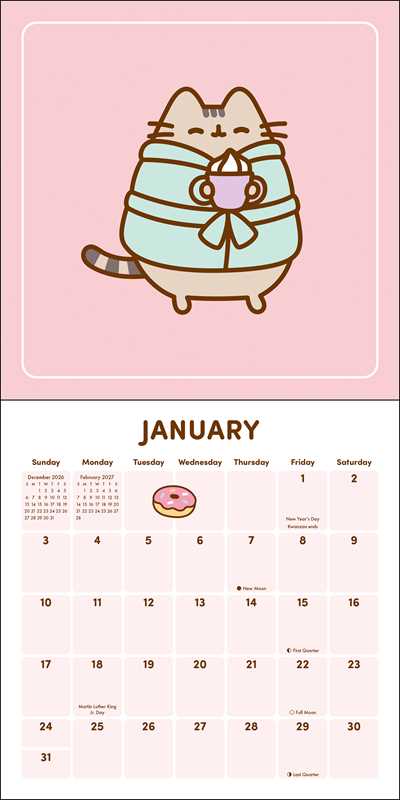 Enjoy 12 months of snacks, naps, and fun with Pusheen the cat!

Smartly sized for cozy corners, busy bulletin boards, or any small spaces, the Pusheen 2027 Mini Wall Calendar adds just the right amount of color, cuteness, and creative organization wherever you need it.

Features include:


7" x 7" (7" x 14" open)—a great size for small spaces
Cover design eliminates need for plastic packaging
Printed on FSCÂ®-certified paper with soy-based ink
Planning spread for September–December 2026
Spans January–Decemb