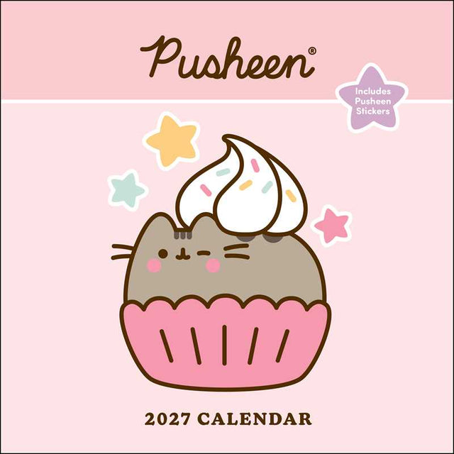 Enjoy 12 months of snacks, naps, treats, and parties with Pusheen the cat—life is sweet when she’s around!

The Pusheen 2027 Wall Calendar makes every day delicious! Mix one part easy organization, two parts the internet's most beloved cat, and one part stickers for irresistible fun, and enjoy all year. Don't forget the sprinkles!

Features include:
- 12" x 12" (12" x 24" open)
- Cover design eliminates need for plastic packaging
- Printed on FSC®-certified paper with soy-based ink
- Planning spread for Sep