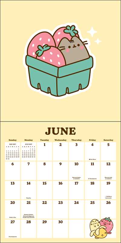 Enjoy 12 months of snacks, naps, treats, and parties with Pusheen the cat—life is sweet when she’s around!

The Pusheen 2027 Wall Calendar makes every day delicious! Mix one part easy organization, two parts the internet's most beloved cat, and one part stickers for irresistible fun, and enjoy all year. Don't forget the sprinkles!

Features include:
- 12" x 12" (12" x 24" open)
- Cover design eliminates need for plastic packaging
- Printed on FSC®-certified paper with soy-based ink
- Planning spread for Sep