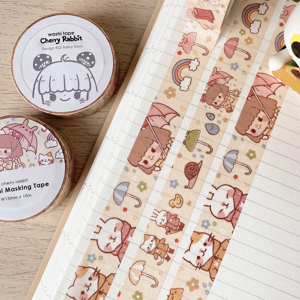 Cherry Rabbit - Rainy Days Washi Tape