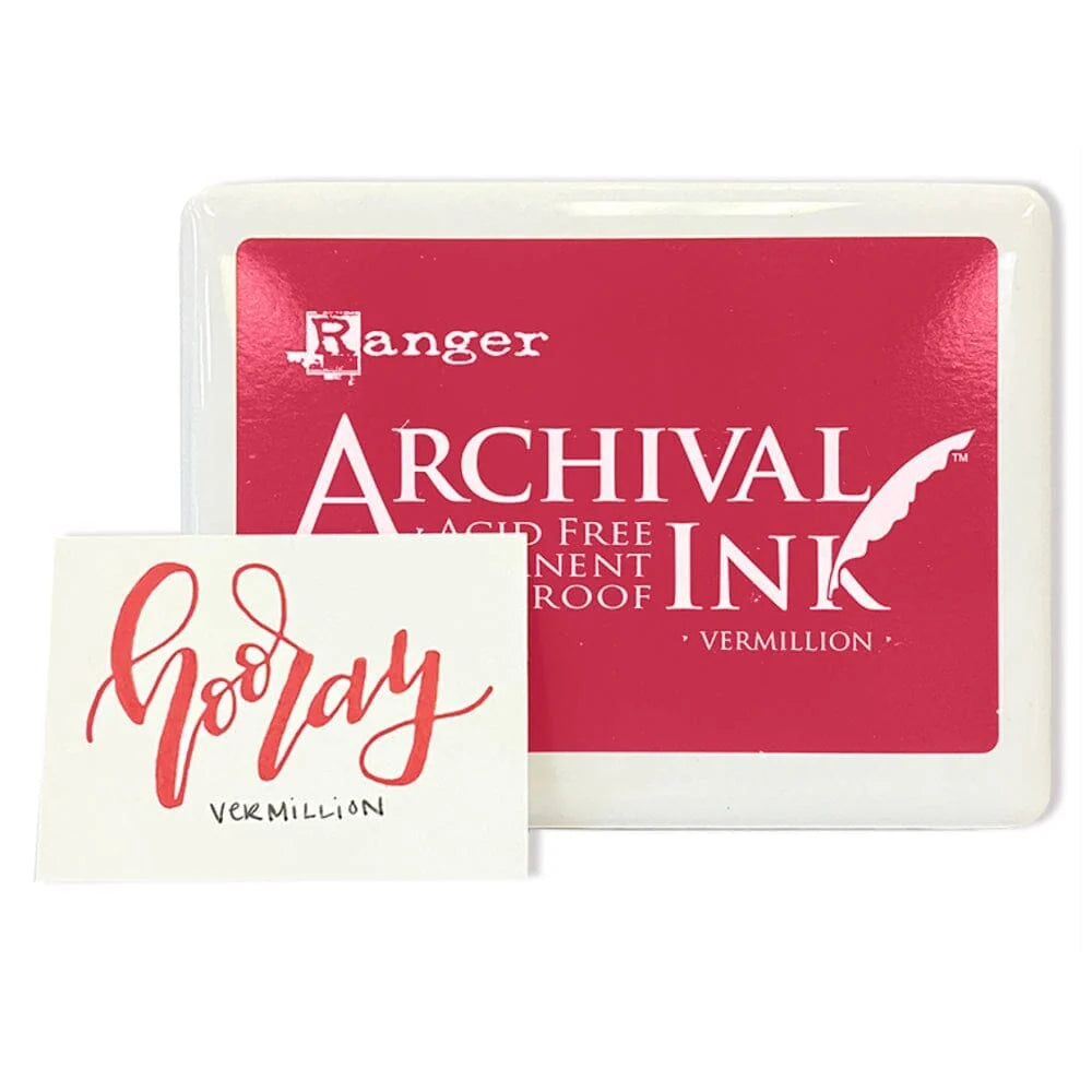 Ranger Archival Ink Jumbo InkPad - Vermillion

Archival Inks™ provide long-lasting stamping results that are permanent on many surfaces. Get a crisp image that doesn't bleed over water-based inks and markers, acrylic paint, watercolors, Tim Holtz® Alcohol Ink and more.