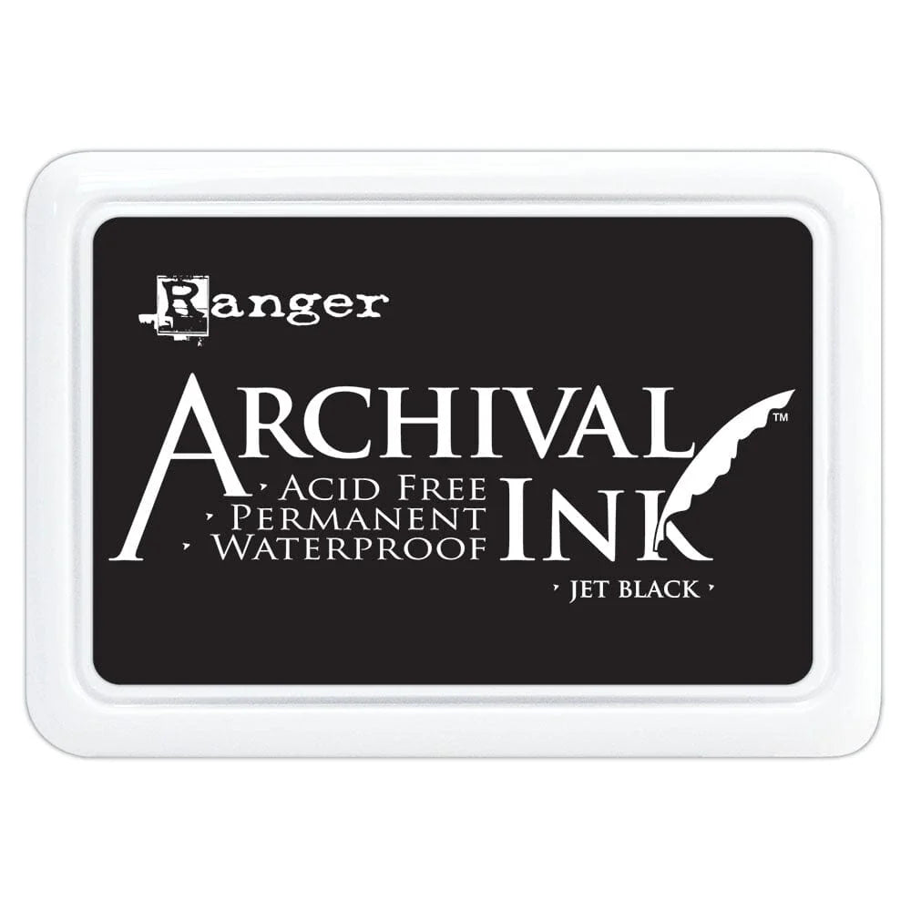 Ranger Archival Ink Pad - Jet Black

Archival Inks™ provide lasting stamping results that are permanent on many surfaces. Get a crisp image that doesn't bleed over water-based inks, markers, acrylic paint, watercolors, and more. Pads can be easily re-inked with the coordinating Archival Ink Re-Inker.