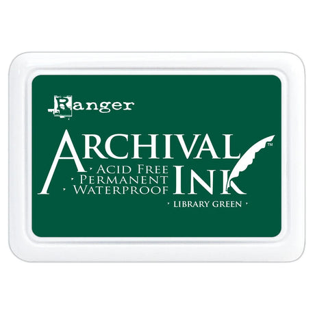 Ranger Archival Ink Pad - Library Green

Archival Inks™ provide lasting stamping results that are permanent on many surfaces. Get a crisp image that doesn't bleed over water-based inks, markers, acrylic paint, watercolors, and more. Pads can be easily re-inked with the coordinating Archival Ink Re-Inker.