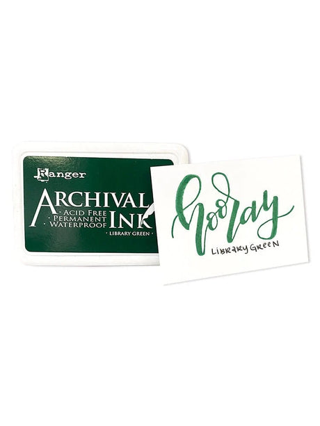 Ranger Archival Ink Pad - Library Green

Archival Inks™ provide lasting stamping results that are permanent on many surfaces. Get a crisp image that doesn't bleed over water-based inks, markers, acrylic paint, watercolors, and more. Pads can be easily re-inked with the coordinating Archival Ink Re-Inker.