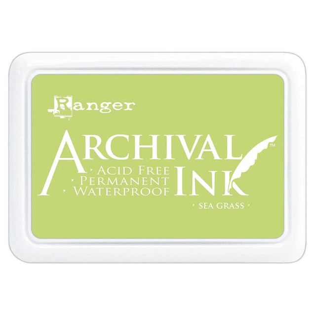 Ranger Archival Ink Pad - Sea Grass

Archival Inks™ provide lasting stamping results that are permanent on many surfaces. Get a crisp image that doesn't bleed over water-based inks, markers, acrylic paint, watercolors, and more. Pads can be easily re-inked with the coordinating Archival Ink Re-Inker.