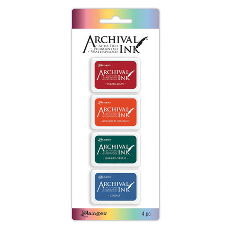 Ranger Mini Archival Ink Pads are the same unique, fade resistant dye ink formula as full size Archival Ink Pads, but in a convenient mini pad. Archival Inks provide long lasting stamping results that are permanent on many surfaces.