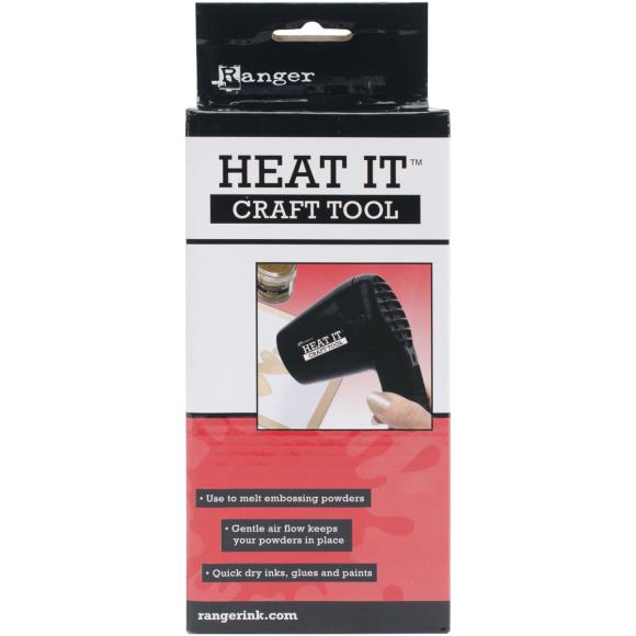 Gentle air flow keeps your powders in place! It is quiet, ergonomic, quick, and safe! This tool is great for curing embossing powders, shrinking plastic and tubing quick drying inks, glues and paints. Use for all your craft heating needs! UL approved and as fast as a heat gun.

This package contains one 120V Ranger Heat It Craft Tool.&nbsp;